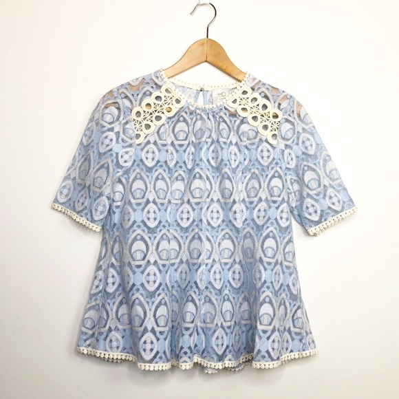 HD in Paris by Anthro, blue lace CIGNA blouse - Picture 2 of 11